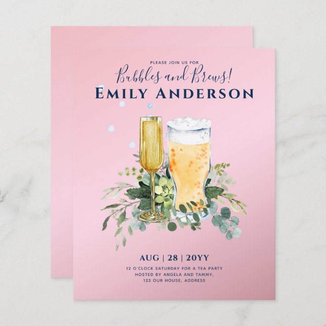 Humour Bubbles n Brews Beer Champers Bridal Shower (Front/Back)