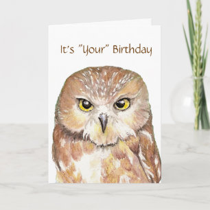 Humour, Cute Owl "Give a Hoot" Birthday Card