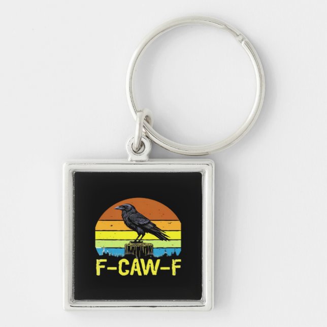 Humour Funny Crow F-Caw-F Gothic Key Ring (Front)