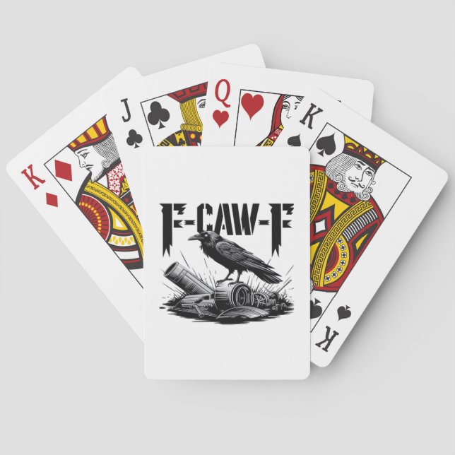 Humour Funny F-Caw-F Gothic Crow Essential Aesthet Playing Cards (Back)