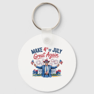 Humour Funny Trump Make 4th Of July Great Again Me Key Ring