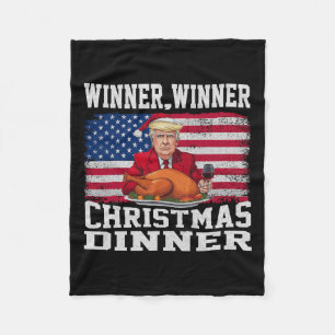 Humour Funny Trump Winner Winner Christmas Dinner Fleece Blanket