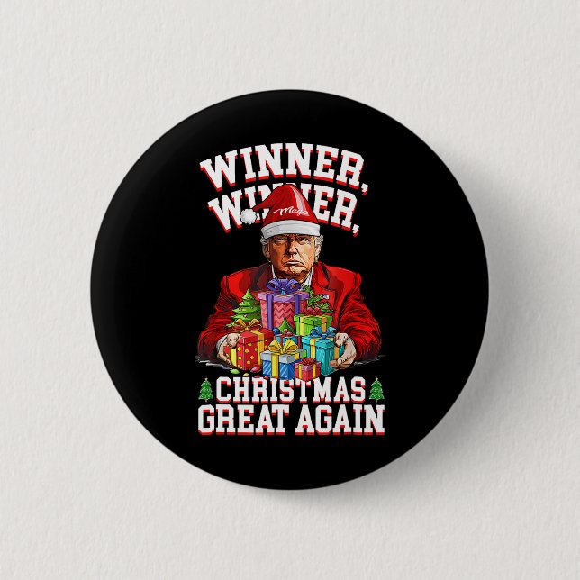 Humour Funny Trump Winner Winner Christmas Great A 6 Cm Round Badge (Front)
