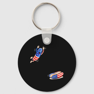 Humour Hot Dog Jumping Into Bun Sausage Bbq High Key Ring