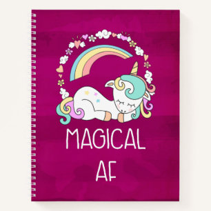 Humour - Magical AF. Unicorn, Rainbow & Cute Stuff Notebook