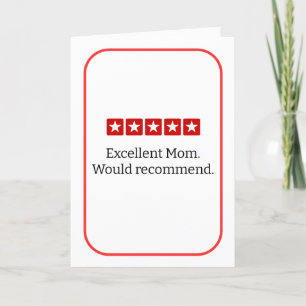 Humour mother's day card Best mum 5 star mother