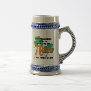 Humour Pi Day Math St Patrick's Day Monogram Beer Stein