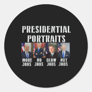 Humour Presidential Portraits Trump Obama Biden Cl Classic Round Sticker