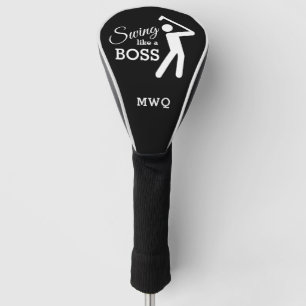 Humour SWING LIKE A BOSS Black Monogram DRIVER Go Golf Head Cover