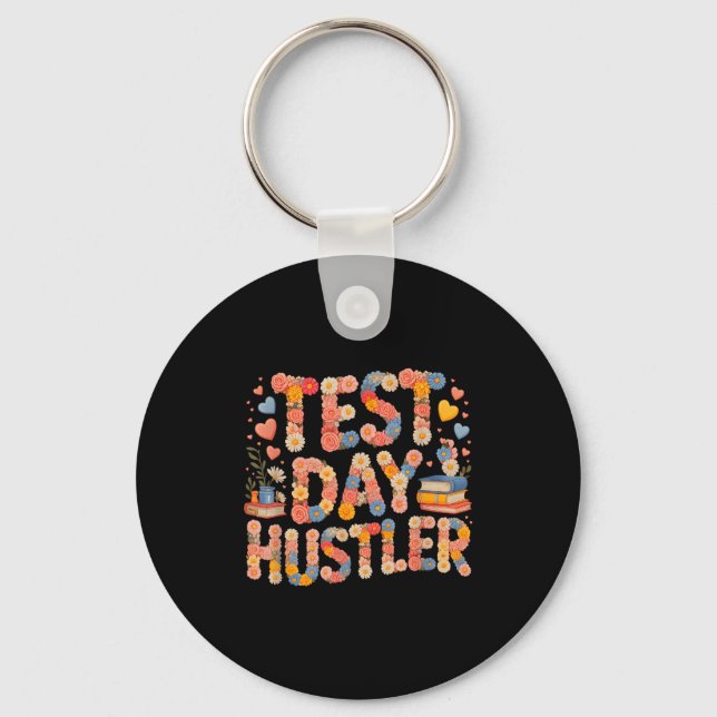 Humour test day hustler mode on math ela squad key ring (Front)