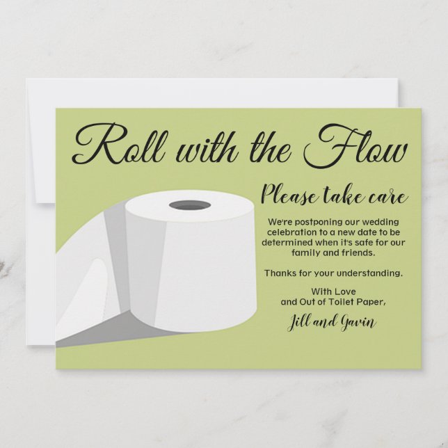 Humour Toilet Paper Postponed Wedding Announcement (Front)