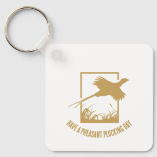 Humour Vintage Gold Pheasant Hunting Key Ring