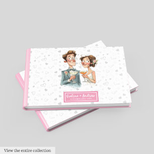 Humour Wedding Guest Book Quirky Watercolor Couple