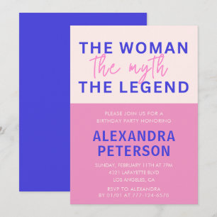 Humour Woman Myth Pink Purple 91st birthday Invitation
