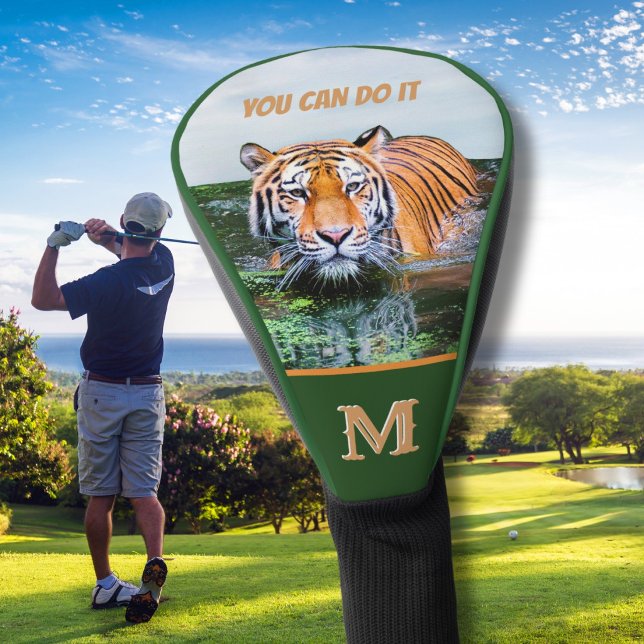 Humour Your Message Tiger Monogram Initial Golf Head Cover (Creator Uploaded)