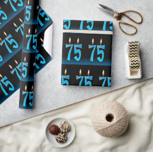 humourous 75th birthday candles with eyeballs wrapping paper
