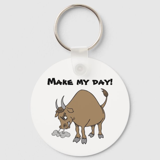 Humourous Angry Bull Keychain (Front)