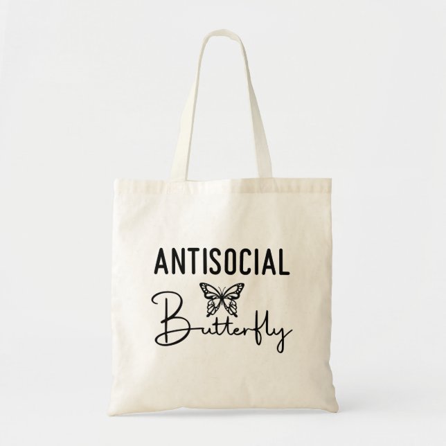 Humourous Antisocial Butterfly Tote Bag (Front)