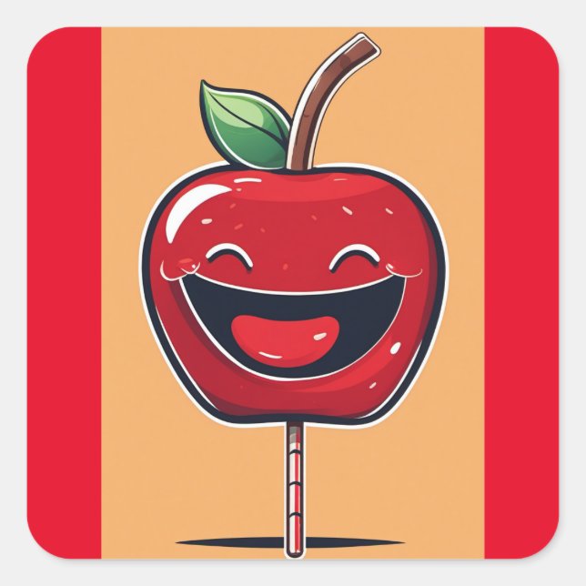 Humourous Apple Square Sticker (Front)