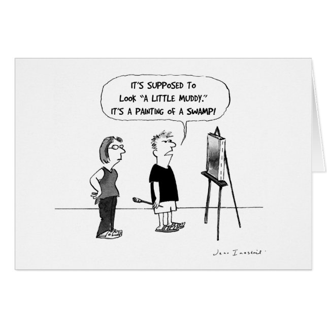 Humourous Artist Cartoon Art Instructor Blank Card (Front Horizontal)