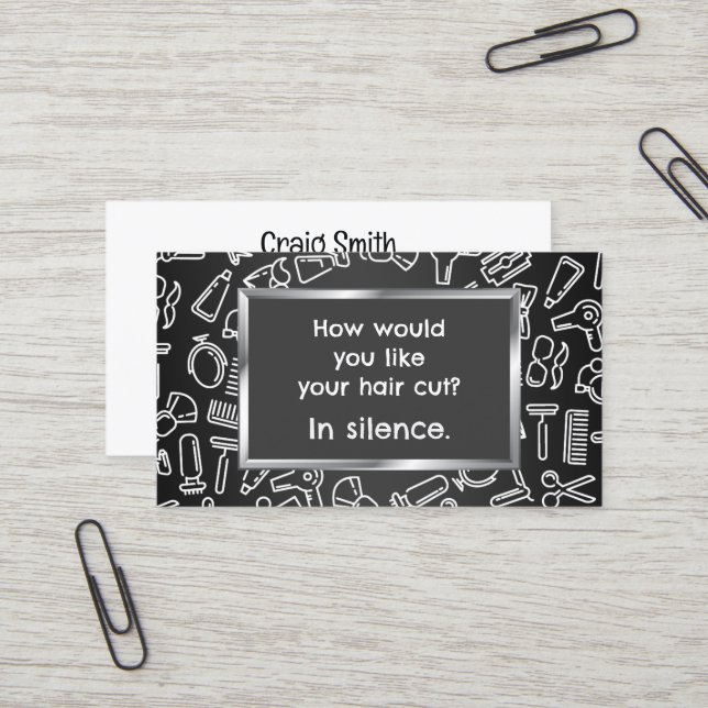 Humourous 💇 Barber Business Card (Front/Back In Situ)