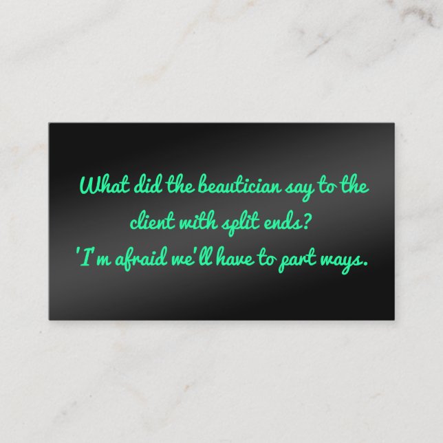 Humourous Beauty Aesthetician Business Card (Front)