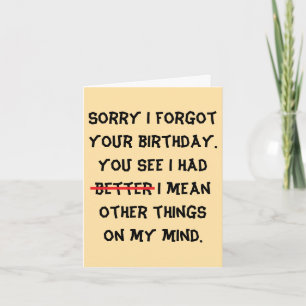 humourous belated birthday card