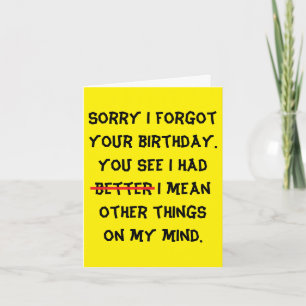 humourous belated birthday card