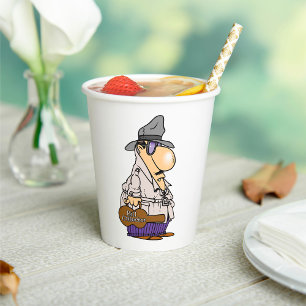 Humourous Bill Collector Character Paper Cups