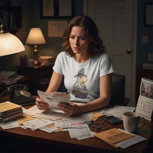 Humourous Bill Collector Character T-Shirt