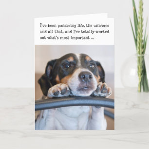 Humourous Birthday Card - Dog Pondering Life