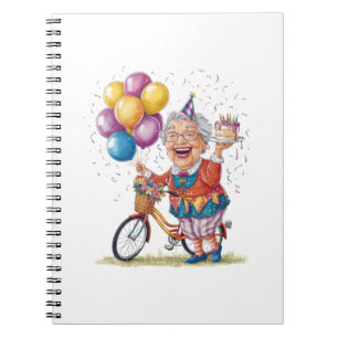 Humourous Birthday Gift for Grandma Riding Bike Notebook