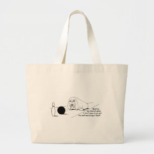 Humourous Bowling Dog Large Tote Bag