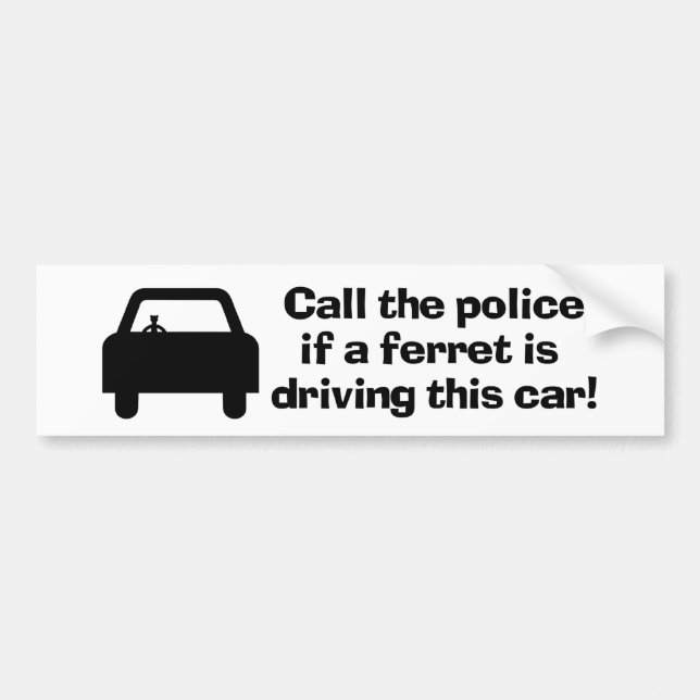 Humourous Bumper Sticker - Ferret Driving (Front)
