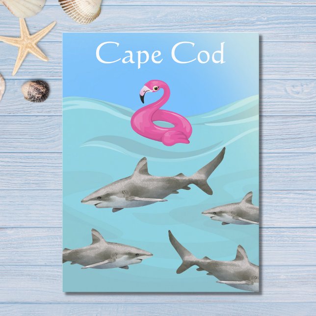 Humourous Cape Cod Great White Shark Beach Postcard (Humorous Cape Cod Great White Shark Beach Postcard)