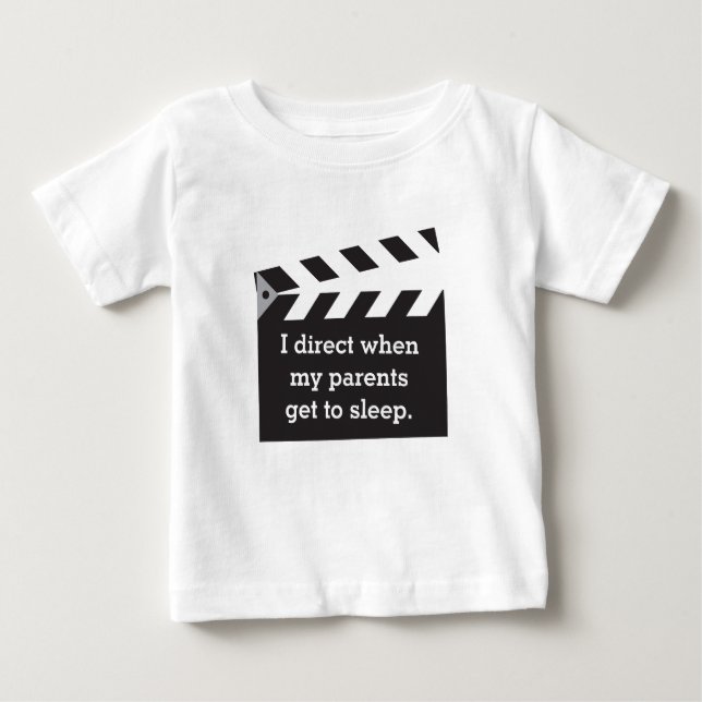 Humourous Caption Director Board Black and White Baby T-Shirt (Front)