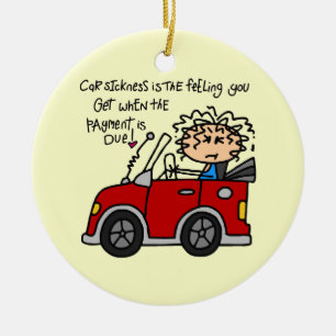 Humourous Car Sickness Ceramic Tree Decoration