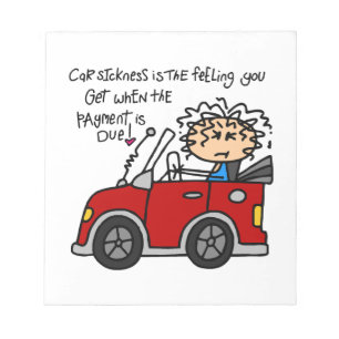 Humourous Car Sickness Notepad