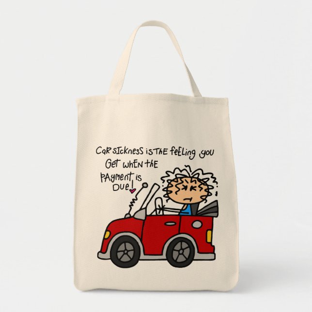 Humourous Car Sickness Tote Bag (Front)