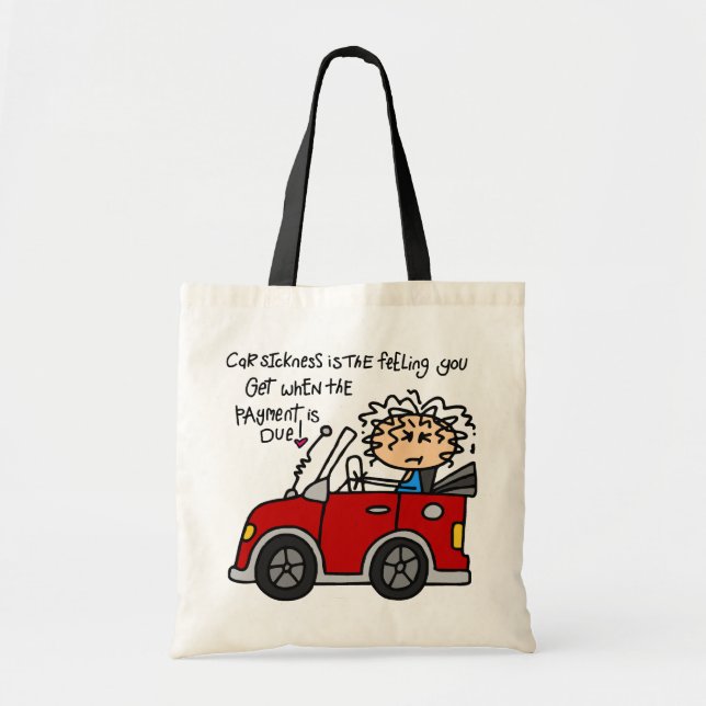 Humourous Car Sickness Tote Bag (Front)