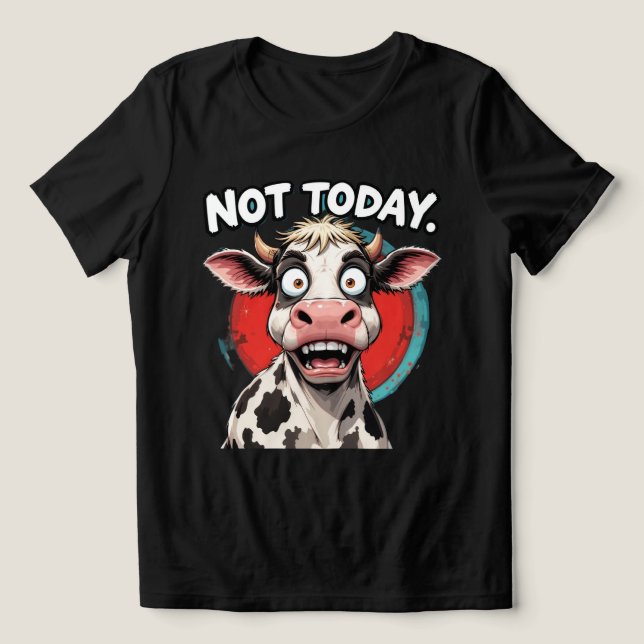 Humourous Cartoon Cow With Comical Expression Tri-Blend Shirt (Design Front)