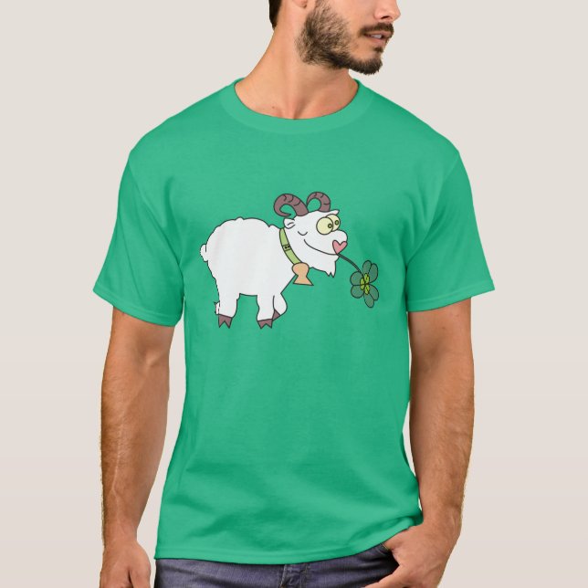 Humourous Cartoon Goat St.Patricks Day T-Shirts (Front)