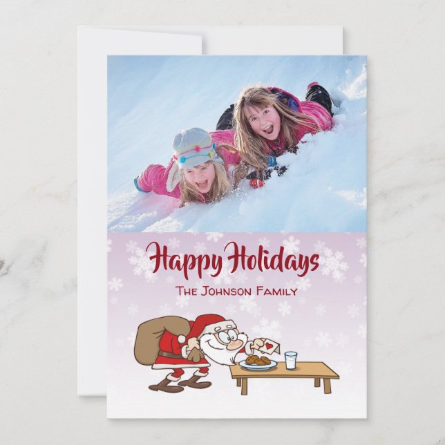 Humourous Cartoon Santa Claus Photo Holiday Card (Front)