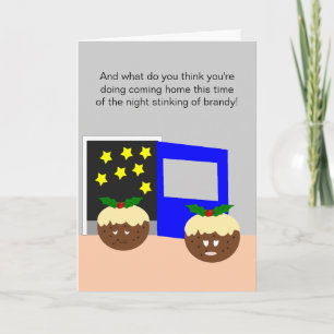 Humourous Christmas Card Christmas Pudding Design