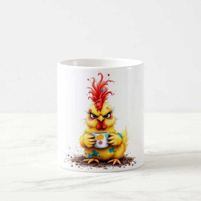 Humourous coffee mug with angry chicken design (Center)