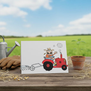 Humourous Country Farmer Tractor Cartoon Card
