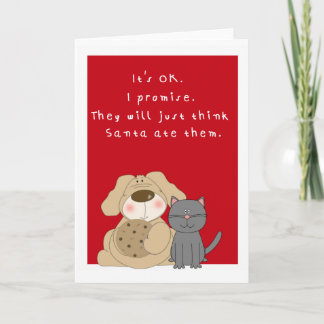 Humourous cute dog and cat Christmas card