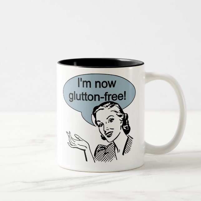 Humourous Dieting Glutton Free Two-Tone Coffee Mug (Right)