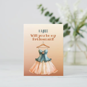 Humourous Dress Will You Be My Bridesmaid Invitation Postcard