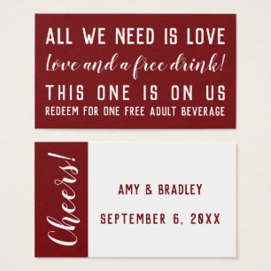 Humourous Drink Tickets, White & Editable Deep Red